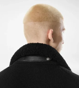 Kaschmir-Strickjacke mit Lammfellkragen