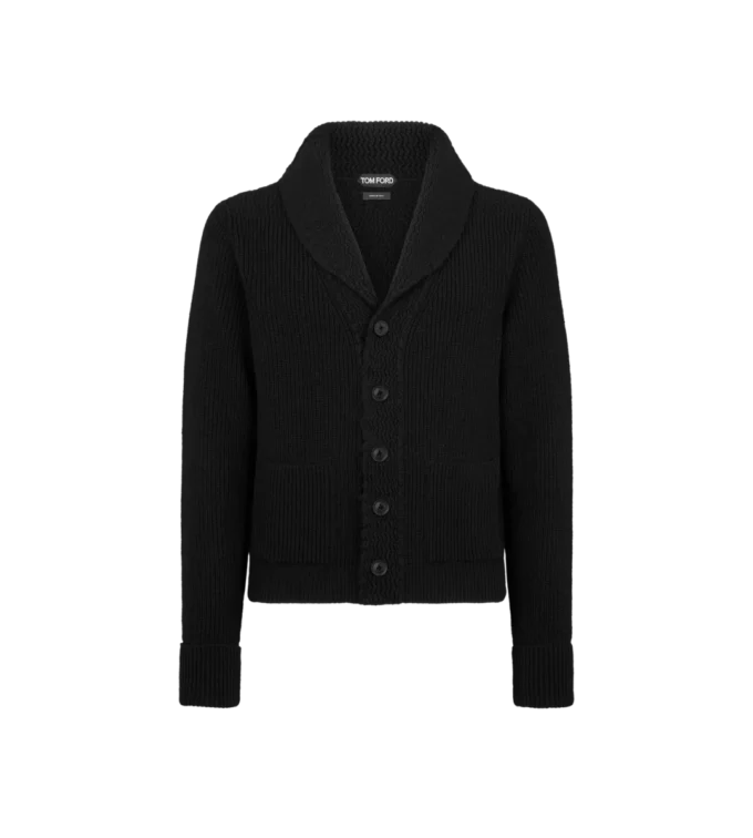 Kaschmir-Strickjacke mit Schalkragen