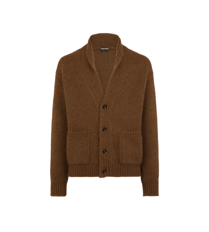 Kaschmir-Strickjacke mit Schalkragen Kaschmir-Strickjacke mit Schalkragen