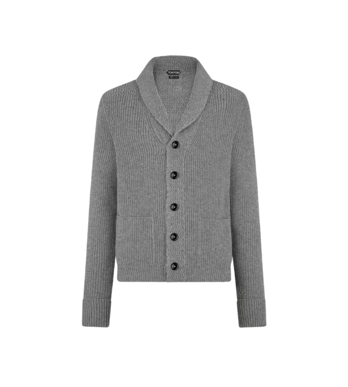 Kaschmir-Strickjacke mit Schalkragen