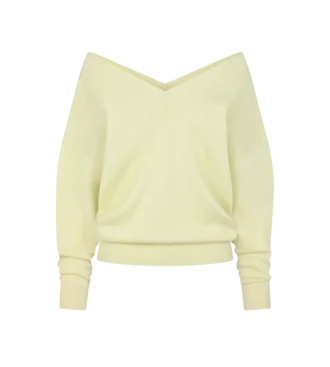 Kaschmir-Strickpullover mit V-Ausschnitt und schulterfreiem Design