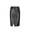 Knie-langer Lederrock mit diagonalem Reißverschluss Knie-langer Lederrock mit diagonalem Reißverschluss