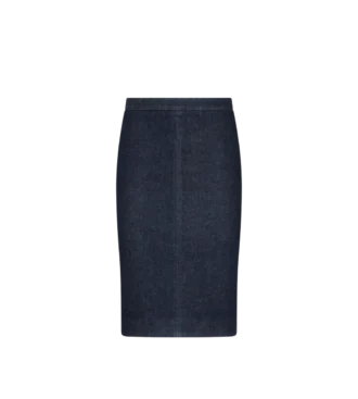 Knie-langer, taillierter Jeansrock