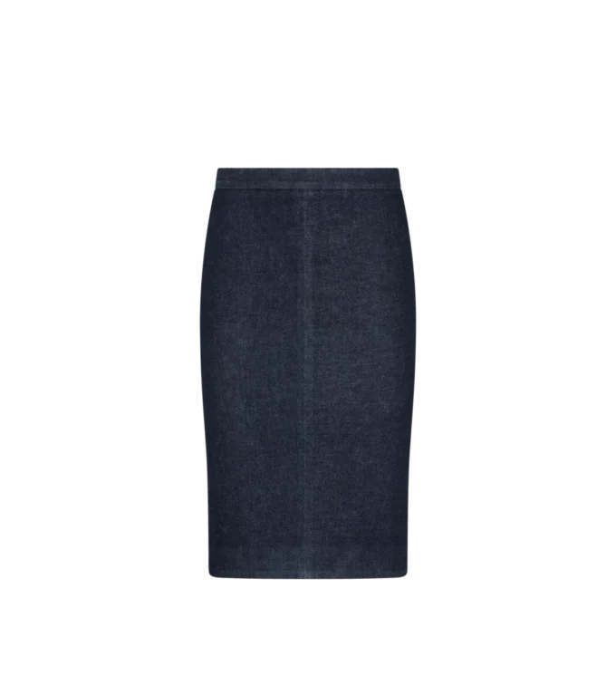 Knie-langer, taillierter Jeansrock Knie-langer, taillierter Jeansrock