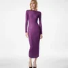 Knielanges Seidenkleid mit Rundhalsausschnitt