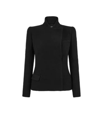 Kompakte Stretch-Bouclé-Wickeljacke