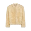 Kragenlose Shearling-Jacke Kragenlose Shearling-Jacke
