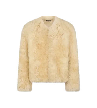 Kragenlose Shearling-Jacke