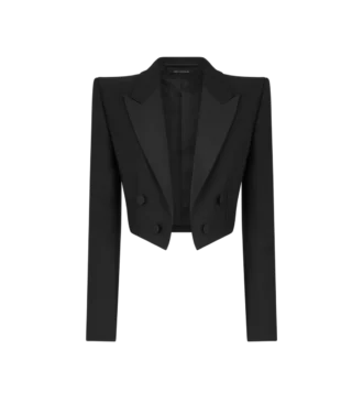 Kurze Smokingjacke aus Woll-Seiden-Mischung mit doppelter Knopfleiste