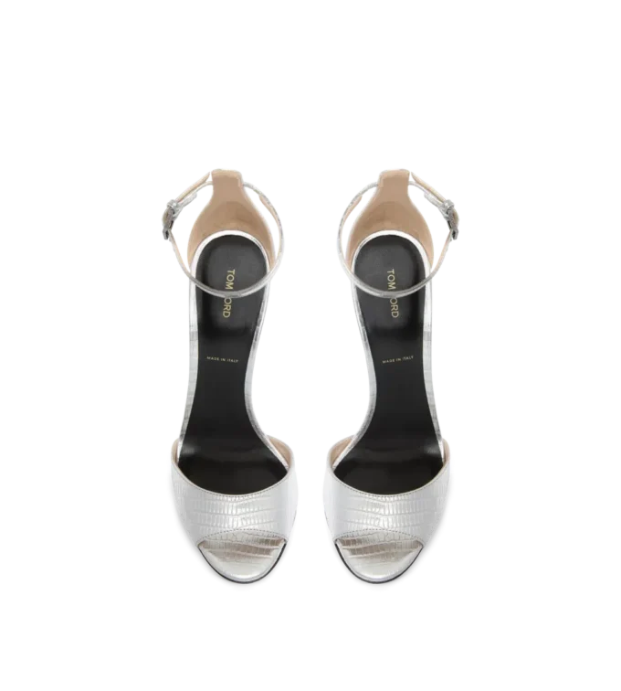 Laminierte, bedruckte Tejus Spire Sandalette mit Fesselriemchen Laminierte, bedruckte Tejus Spire Sandalette mit Fesselriemchen