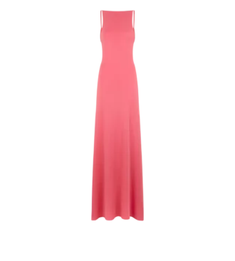Langes Kleid aus Kaschmir und Seide mit tiefem Ausschnitt und offenem Rücken Langes Kleid aus Kaschmir und Seide mit tiefem Ausschnitt und offenem Rücken