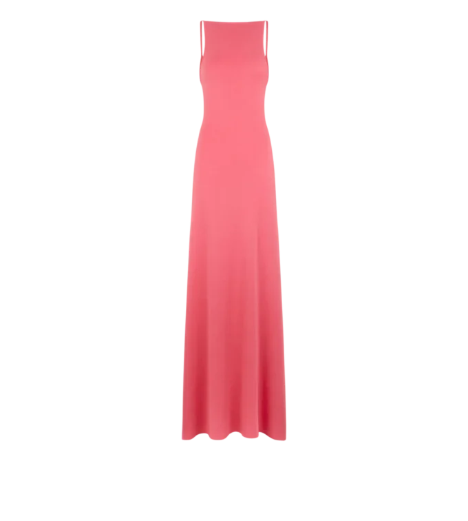 Langes Kleid aus Kaschmir und Seide mit tiefem Ausschnitt und offenem Rücken