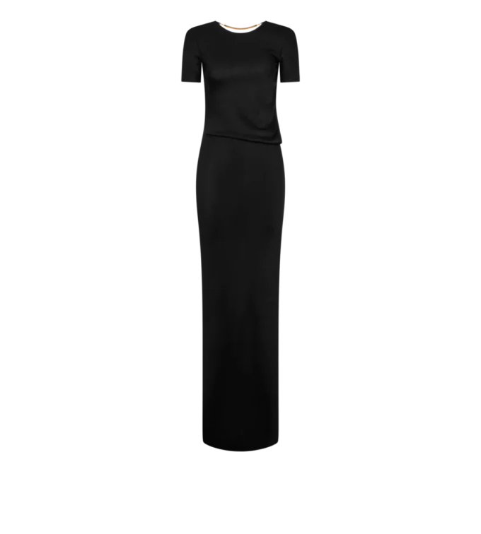 Langes Kleid mit Cut-Out und Kettenverschluss Langes Kleid mit Cut-Out und Kettenverschluss