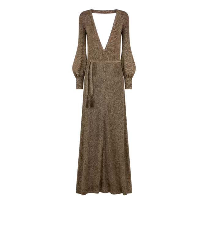 Langes Kleid mit V-Ausschnitt und offenem Rücken Langes Kleid mit V-Ausschnitt und offenem Rücken