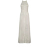 Langes Neckholder-Kleid mit offenem Rücken und Tom Ford Metallplakette Langes Neckholder-Kleid mit offenem Rücken und Tom Ford Metallplakette