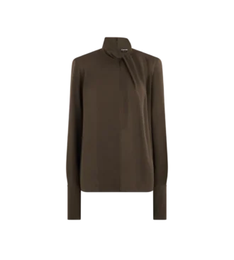 Langärmelige Bluse aus gewaschener Seidengeorgette