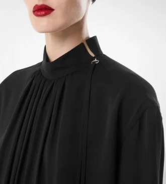 Langärmelige Bluse aus gewaschener Seidengeorgette
