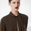 Langärmelige Bluse aus gewaschener Seidengeorgette Langärmelige Bluse aus gewaschener Seidengeorgette