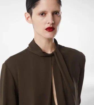 Langärmelige Bluse aus gewaschener Seidengeorgette