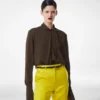 Langärmelige Bluse aus gewaschener Seidengeorgette Langärmelige Bluse aus gewaschener Seidengeorgette