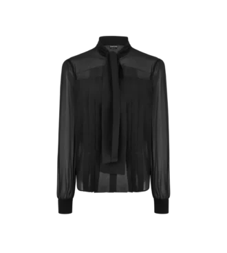 Langärmelige Lavallière-Bluse mit Plissee-Detail