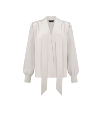 Langärmelige Lavallière-Bluse mit V-Ausschnitt