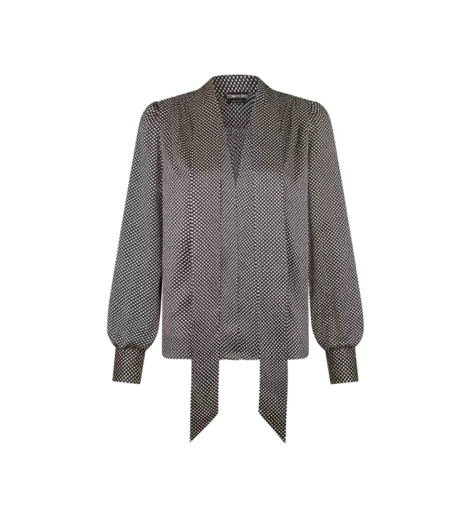 Langärmelige Seidenbluse mit V-Ausschnitt und Lavallière Langärmelige Seidenbluse mit V-Ausschnitt und Lavallière