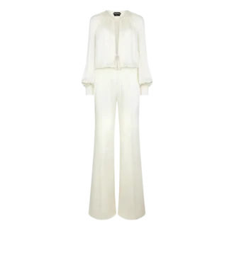 Langärmeliger Jumpsuit mit Raffungen