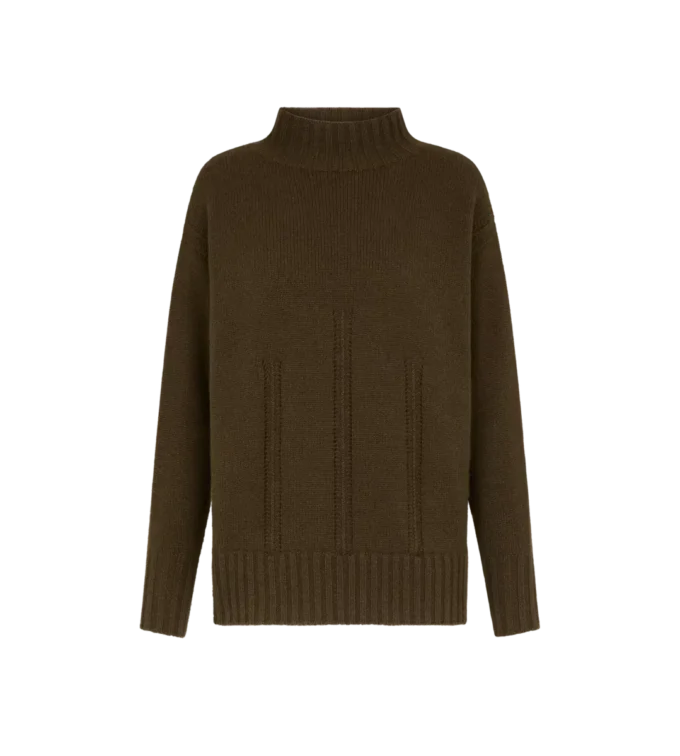 Langärmeliger Strickpullover mit Stehkragen