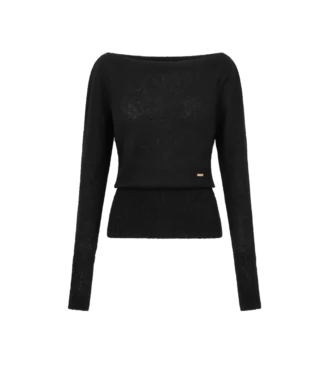 Langärmeliger Strickpullover mit U-Boot-Ausschnitt und Tom Ford-Metallplakette