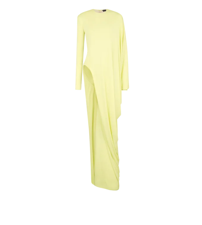Langärmeliges Abendkleid aus Crêpe-Jersey Langärmeliges Abendkleid aus Crêpe-Jersey