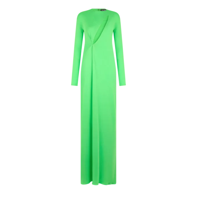 Langärmeliges Abendkleid mit Schlitz vorne