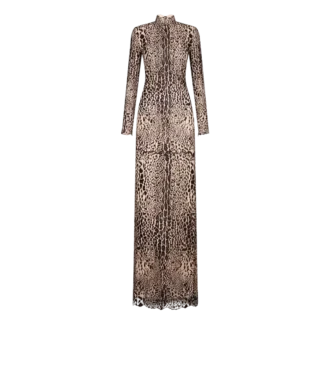 Langärmeliges Abendkleid mit Stehkragen