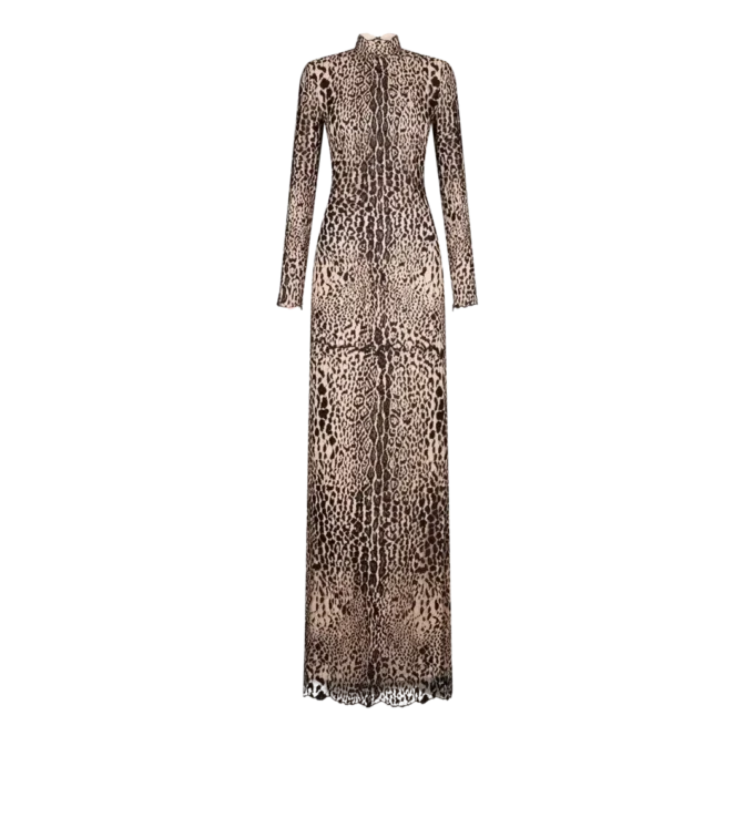 Langärmeliges Abendkleid mit Stehkragen Langärmeliges Abendkleid mit Stehkragen