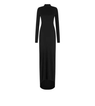 Langärmeliges asymmetrisches Abendkleid mit gedrehtem Rücken