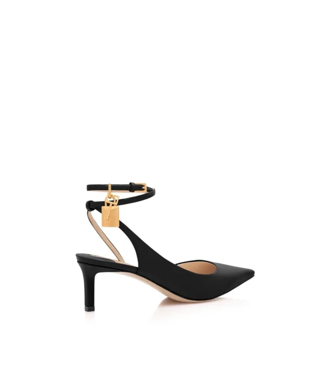 Leder-Slingback mit Padlock