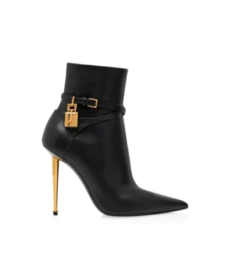 Lederstiefelette mit Vorhängeschloss