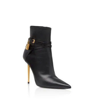 Lederstiefelette mit Vorhängeschloss