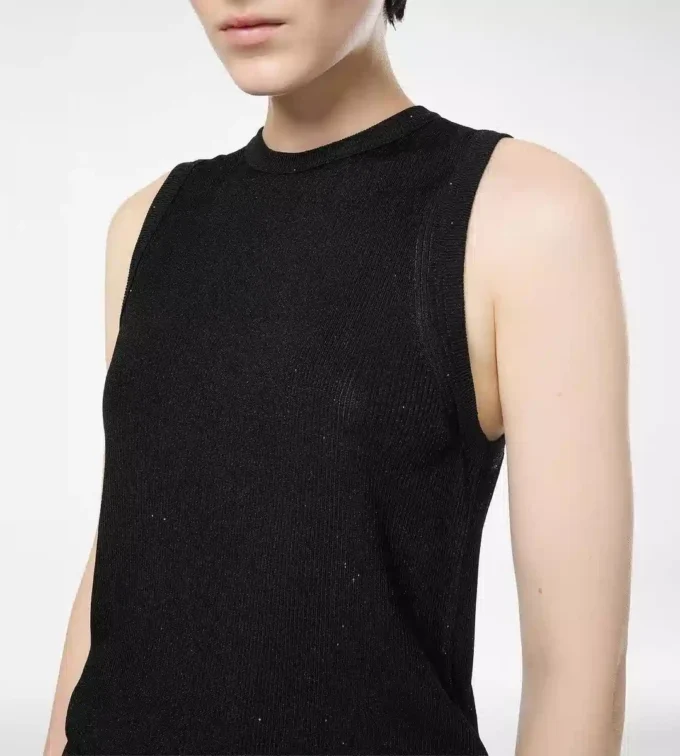 Lockeres Tanktop mit Mikro-Paillettenverzierung