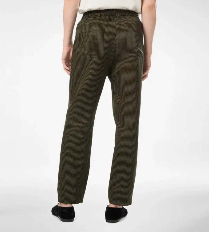 Lounge-Hose aus Baumwolle und Seide mit Bengalstreifen und Falten
