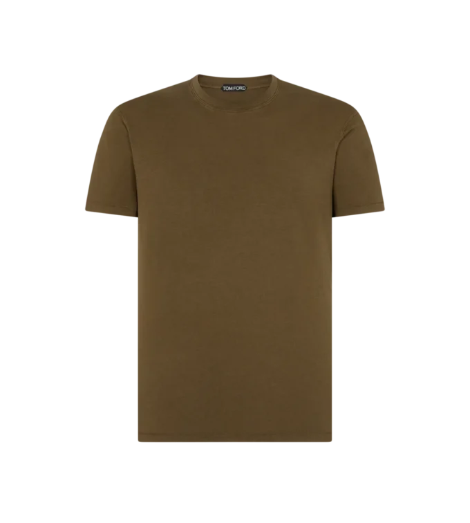 Lyocell-Baumwoll-T-Shirt mit Rundhalsausschnitt