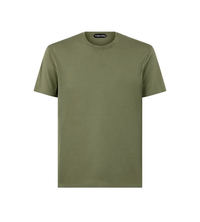 Lyocell-Baumwoll-T-Shirt mit Rundhalsausschnitt