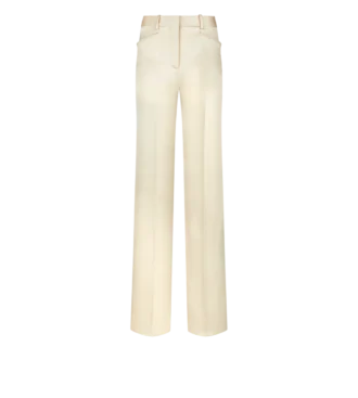 Maßgeschneiderte Bootcut-Hose aus Seide und Wolltwill