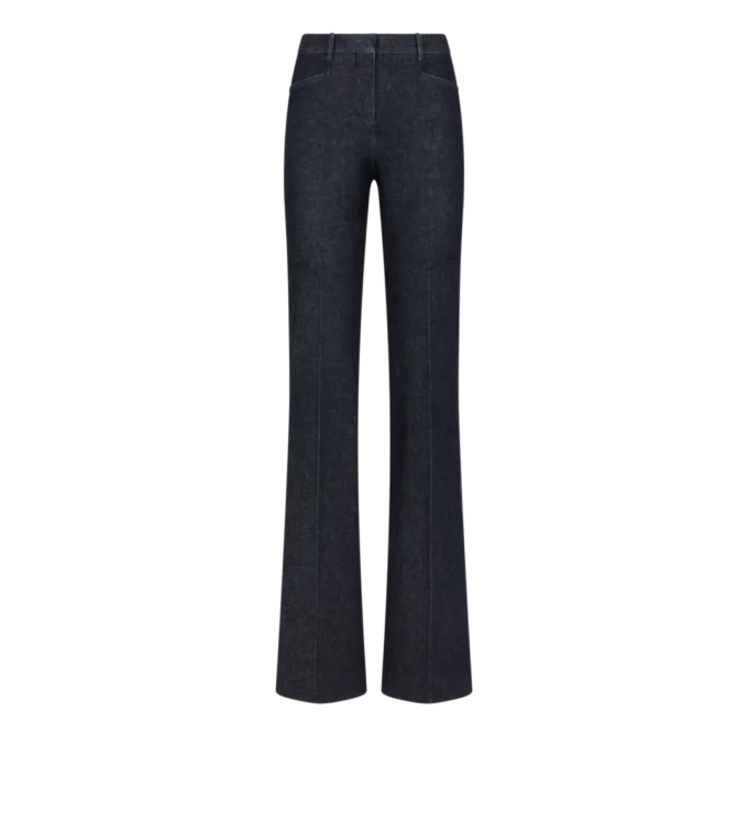 Maßgeschneiderte Denim-Hose mit ausgestelltem Bein