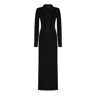 Maxikleid aus Stretch-Wolle mit Vollnadelung