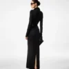 Maxikleid aus Stretch-Wolle mit Vollnadelung