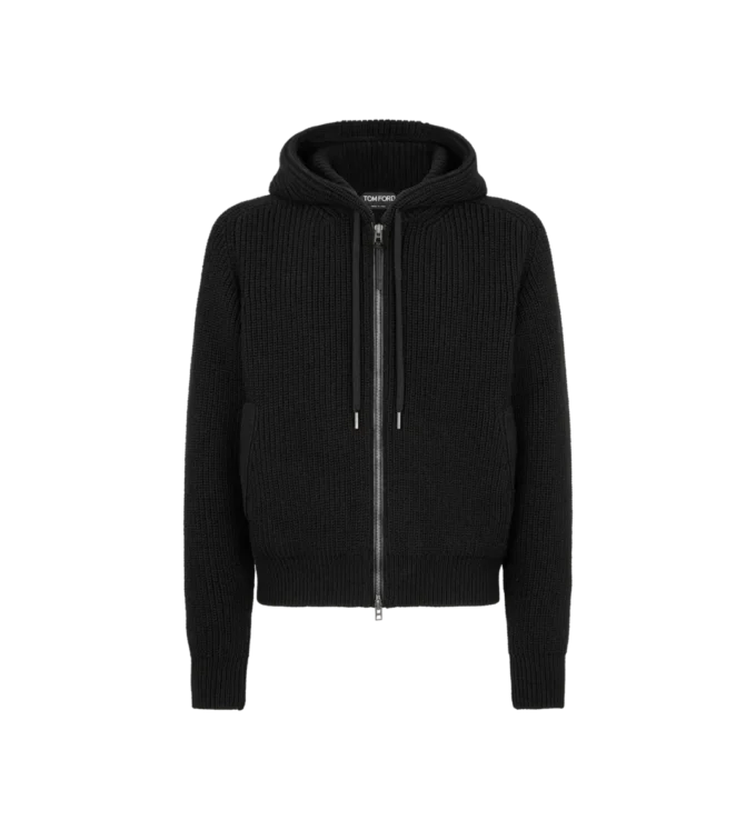 Merino-Hoodie mit halber Strickjacke