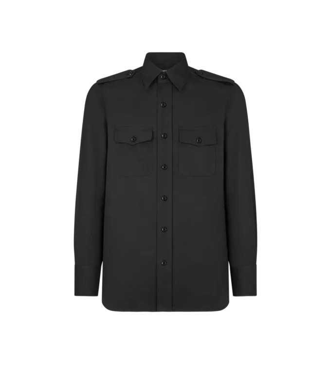 Militärhemd aus Baumwoll-Seiden-Faille