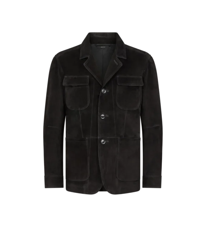 Militärjacke aus Kaschmir-Wildleder