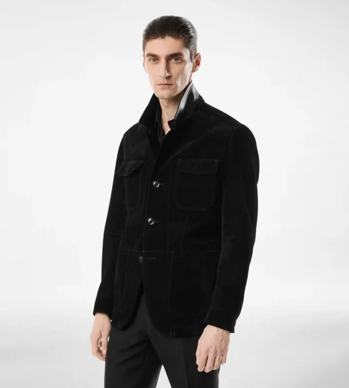 Militärjacke aus Kaschmir-Wildleder